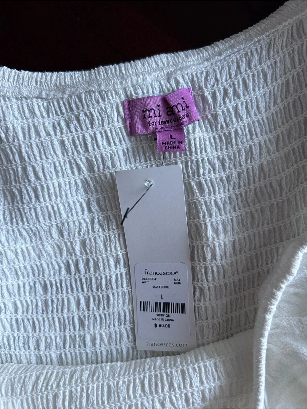 Francesca's Collections White Off-Shoulder Lace Mini Dress size L - Picture 3 of 8